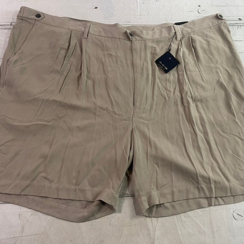 Vintage 90's Axis LA Brown 100% Silk Pleated Shorts Mens Size 56B NWT
